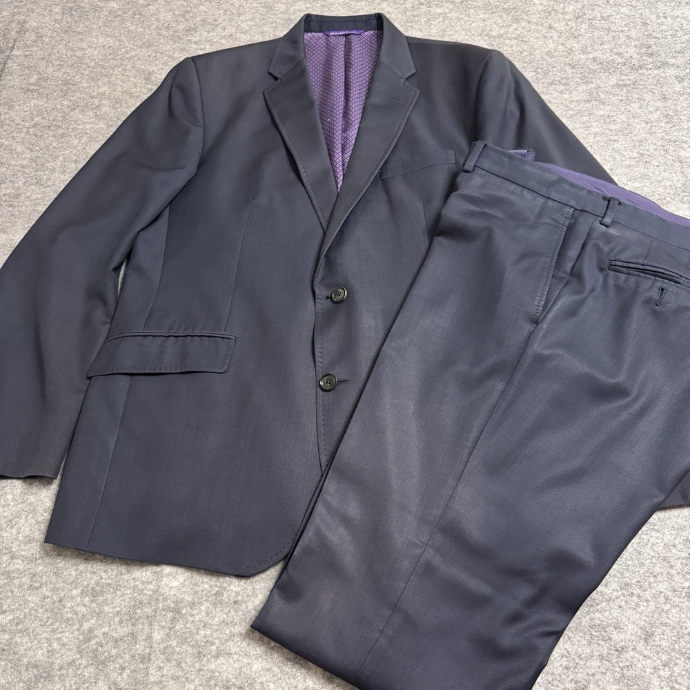 Ted Baker Suit 44R Blue Blazer Jacket Trouser Pants 37x29 2 Piece *flaw‎